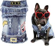 🐶 stylish small/medium dog jeans jacket: cool blue denim coat perfect for puppy fashion - vintage washed clothes with classic hoodies and lapel vests - sild pet clothes логотип