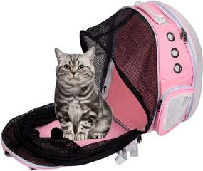 img 2 attached to 🐱 Cat Backpack Carrier Bubble Expandable Foldable Breathable Pet Carrier: Ideal for Large Cats, Hiking, Traveling, Camping - Up to 22 Lbs