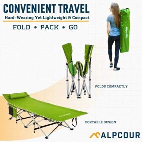 img 3 attached to Deluxe Collapsible Single Person Camping Bed In A Bag With Pillow - Alpcour Folding Cot For Indoor & Outdoor Use - Ultra Lightweight, Comfortable Design Supports Adults & Kids Up To 300 Lbs.