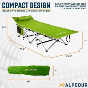 img 2 attached to Deluxe Collapsible Single Person Camping Bed In A Bag With Pillow - Alpcour Folding Cot For Indoor & Outdoor Use - Ultra Lightweight, Comfortable Design Supports Adults & Kids Up To 300 Lbs.