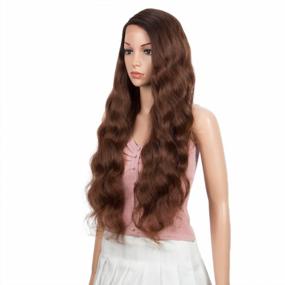 img 2 attached to Get The Flawless Look With JOEDIR Long Body Wave Lace Front Wig For Black Women - Ombre Brown Color, 150% Density, 5" Deep Part, And Heat Resistant Synthetic Hair With Baby Hair