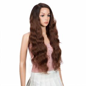 img 3 attached to Get The Flawless Look With JOEDIR Long Body Wave Lace Front Wig For Black Women - Ombre Brown Color, 150% Density, 5" Deep Part, And Heat Resistant Synthetic Hair With Baby Hair