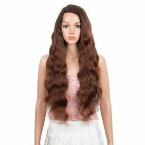 img 4 attached to Get The Flawless Look With JOEDIR Long Body Wave Lace Front Wig For Black Women - Ombre Brown Color, 150% Density, 5" Deep Part, And Heat Resistant Synthetic Hair With Baby Hair