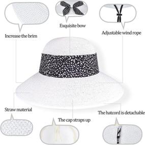 img 2 attached to Women'S Summer Beach Straw Sun Hat With Bowknot, UPF 50 UV Protection Wide Brim Floppy Foldable Chin Strap Cap