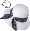 women's summer beach straw sun hat with bowknot, upf 50 uv protection wide brim floppy foldable chin strap cap logo
