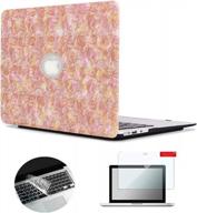 se7enline macbook pro retina 13 inch case (2012-2016): hard plastic cover with keyboard skin, screen protector & pink leaf design, compatible with model a1502/a1425 logo