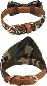 img 3 attached to 🐶 Gyapet Dog Collar for Small Dog and Cat with Bow Tie and Bandana, Set of 2, PU Adjustable Scarf, Cute Camo Design