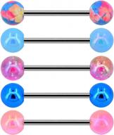 set of 5 adorable blue petal tongue rings: 14g acrylic plastic and stainless steel barbell for 14 gauge tongue piercing in blue and pink color options logo
