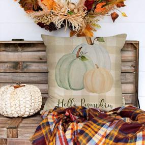 img 1 attached to Fjfz Fall Farmhouse Pumpkin Decorative Pillow Cover With Buffalo Plaid Pattern For Autumn Thanksgiving Decoration - 18" X 18" Cotton Linen Cushion Case For Sofa Couch