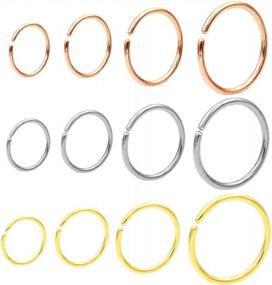 img 4 attached to 22G/20G/18G Seamless Nose Rings Hoop Septum Ring Piercing Earrings For Women & Men - 6Mm/8Mm/10Mm/12Mm - Silver, Gold & Rose Gold