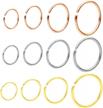 22g/20g/18g seamless nose rings hoop septum ring piercing earrings for women & men - 6mm/8mm/10mm/12mm - silver, gold & rose gold logo