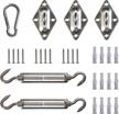 316 stainless steel amgo triangle sun shade sail canopy installation hardware kit accessory 18 pc, 6 inches turnbuckles anti rust heavy duty logo