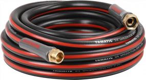 img 4 attached to YAMATIC 25Ft Garden Water Hose - Durable 5/8 Inch Hose With Solid Brass Connector For Outdoor, Car Wash, Lawn - All-Weather Black Hose