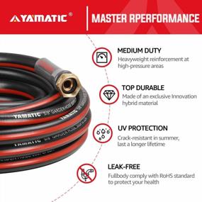 img 3 attached to YAMATIC 25Ft Garden Water Hose - Durable 5/8 Inch Hose With Solid Brass Connector For Outdoor, Car Wash, Lawn - All-Weather Black Hose