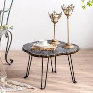 приставной столик неправильной формы из массива дерева с текстурой годового кольца черного дерева, минималистский столик с металлическими ножками для спальни и гостиной логотип