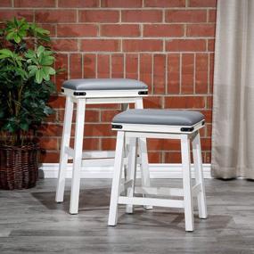img 3 attached to 24" Counter Height Cortez Bonded Leather Stool, White Finish Frame With Gray Leather Seat - DTY Indoor Living