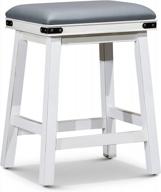 24" counter height cortez bonded leather stool, white finish frame with gray leather seat - dty indoor living logo