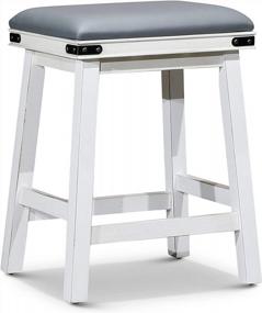 img 4 attached to 24" Counter Height Cortez Bonded Leather Stool, White Finish Frame With Gray Leather Seat - DTY Indoor Living