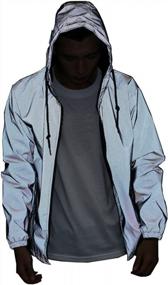 img 4 attached to Reflective Hooded Windbreaker - Perfect Night Sporting Coat For Casual Hip Hop Style By LZLRUN With Fluorescent Detailing