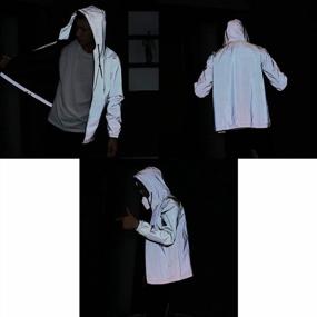 img 3 attached to Reflective Hooded Windbreaker - Perfect Night Sporting Coat For Casual Hip Hop Style By LZLRUN With Fluorescent Detailing