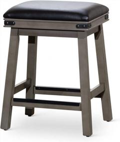img 4 attached to Add Sophistication To Your Home With DTY Cortez Bonded Leather Stool - 24" Weathered Gray Finish, Counter Height And Black Leather Seat