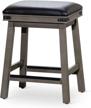 add sophistication to your home with dty cortez bonded leather stool - 24" weathered gray finish, counter height and black leather seat logo