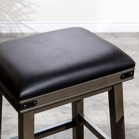 img 1 attached to Add Sophistication To Your Home With DTY Cortez Bonded Leather Stool - 24" Weathered Gray Finish, Counter Height And Black Leather Seat