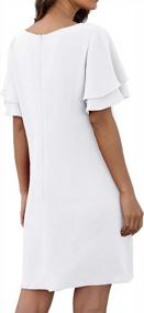 img 2 attached to QIXING V-Neck Shift Dress For Women: Loose Mini Dress With Bell Short Sleeves For Casual Summer Wear