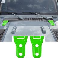 green engine hood hinge trim cover – exterior decoration accessories for 2018-2021 jeep wrangler jl jlu unlimited sports sahara freedom rubicon & 2020-2021 gladiator jt 2/4 door (2pack) logo