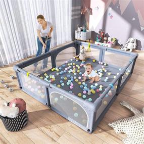 img 3 attached to 👶 Babies' Safety Haven: Extra Large Play Yard with Gate and Anti-Slip Base for Indoor & Outdoor Activities