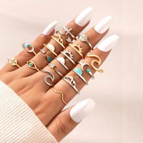 img 2 attached to Boho Chic Rhinestone Stackable Rings Set – Perfect For Trendy Teens And Women
