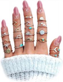 img 4 attached to Boho Chic Rhinestone Stackable Rings Set – Perfect For Trendy Teens And Women