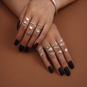 img 1 attached to Boho Chic Rhinestone Stackable Rings Set – Perfect For Trendy Teens And Women