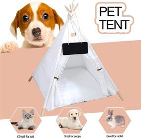 img 3 attached to 🐾 GeerDuo Pet Teepee, Portable Tent for Small Dogs or Cats, Puppy Sweet Bed with Washable Cushion (White, 24")