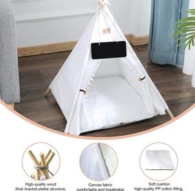 img 1 attached to 🐾 GeerDuo Pet Teepee, Portable Tent for Small Dogs or Cats, Puppy Sweet Bed with Washable Cushion (White, 24")