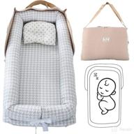 👶 abreeze baby bassinet for bed - convenient bedside baby nest sleeper for co-sleeping - 100% cotton portable crib with bag - suitable for bedroom/travel 0-24 months логотип