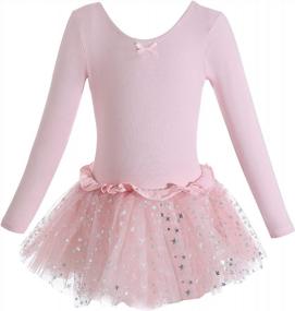 img 4 attached to Блестящее балетное платье-пачка с трико с юбкой и длинными рукавами - с подкладкой спереди для девочек от Dancina