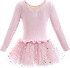 img 3 attached to Блестящее балетное платье-пачка с трико с юбкой и длинными рукавами - с подкладкой спереди для девочек от Dancina