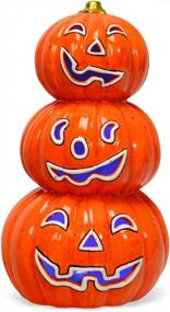 img 4 attached to Spooky Fun: DREAMADE Ceramic Pumpkin Lamp With 7 Flash Modes For Halloween Décor