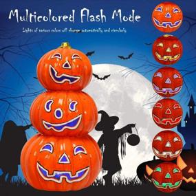 img 2 attached to Spooky Fun: DREAMADE Ceramic Pumpkin Lamp With 7 Flash Modes For Halloween Décor