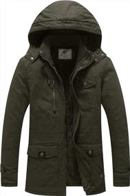 img 4 attached to WenVen Men'S Winter Thicken Cotton Parka Jacket Warm Coat With Removable Hood