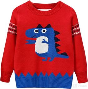 img 1 attached to Unisex Toddler Christmas Sweater Knit Pullover with Reindeer, Elk, Snowman Cartoon - Xmas Sweatshirts Tops