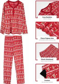 img 2 attached to Женский флисовый пижамный комплект MissShorthair, мягкая плюшевая фланелевая теплая пижама с длинным рукавом