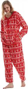 img 4 attached to Женский флисовый пижамный комплект MissShorthair, мягкая плюшевая фланелевая теплая пижама с длинным рукавом