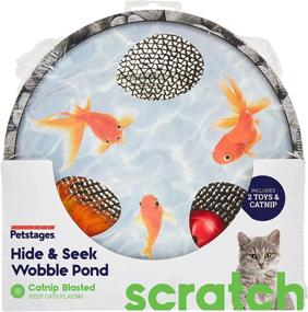 img 3 attached to 🐱 Interactive Cat Scratcher Toy - Petstages Wobble Pond Hide & Seek