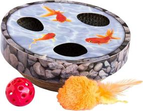 img 4 attached to 🐱 Interactive Cat Scratcher Toy - Petstages Wobble Pond Hide & Seek