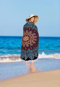 img 1 attached to Boho Bliss: LIVILAN Круглое пляжное полотенце Mandala для женщин с кисточками - Мягкое круглое пляжное одеяло из микрофибры, идеально подходит для подарков в стиле хиппи и богемного декора - 59-дюймовый быстросохнущий гобелен без песка