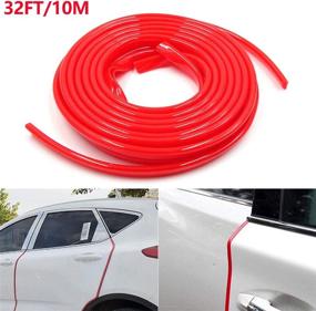 img 4 attached to 🚘 Universal Car Door Edge Protector - 32Ft (10M) Flexible Red Rubber Line Seal Trim for Most Cars