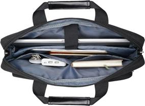 img 2 attached to MOSISO Laptop Shoulder Messenger Bag - Fits 13-14 Inch MacBook Air/Pro, 2 Raised & 1 Flapover Pockets, Handle & Belt - Black