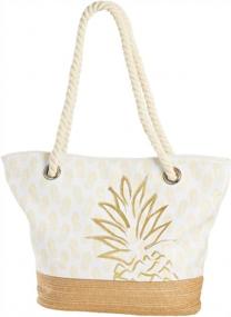 img 2 attached to Pineapple Tote Bag Beachcombers Gold Multi-Colored